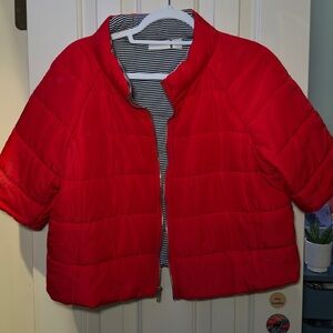 Chico's Vibrant Red Cropped sleeve Puffer Jacket